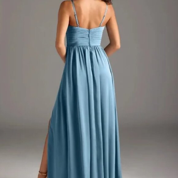 Azazie Dusty Blue Chiffon Maxi Bridesmaid Dress - Picture 2 of 2